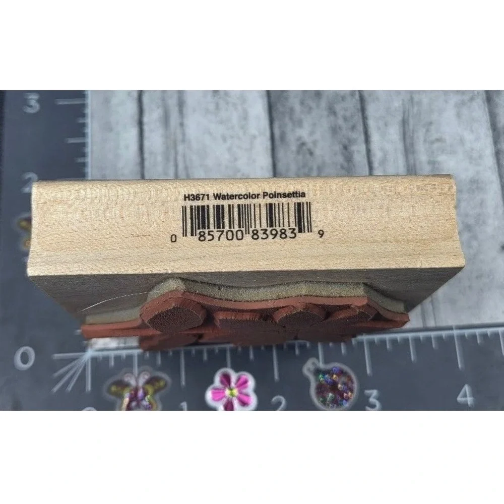 Hero Arts Watercolor Poinsettia Flower H3671 Rubber Stamp Wood #J46